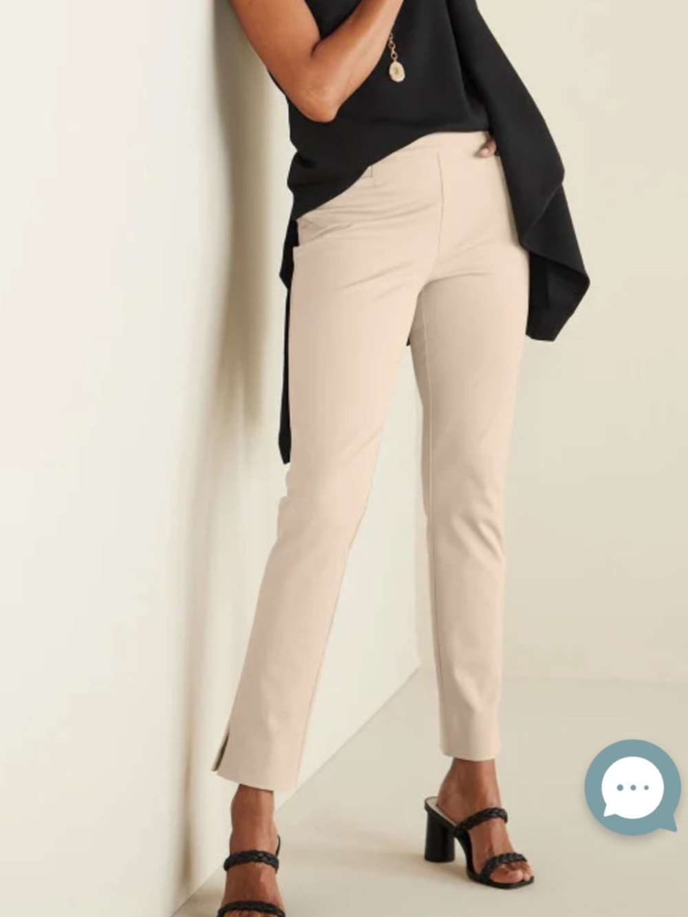 New Soft Surroundings Superla‎ Slim Leg Ankle Pants in Light Beige